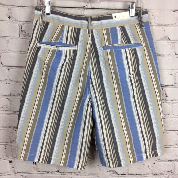 Old Navy Men’s Shorts Size 29 Reversible Khaki & Blue Striped Beach Pool Outdoor - Picture 4 of 7